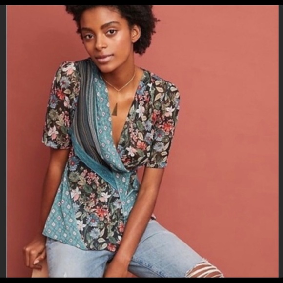 Anthropologie Tops - Anthropologie TINY Lovely Patchwork Wrap Top